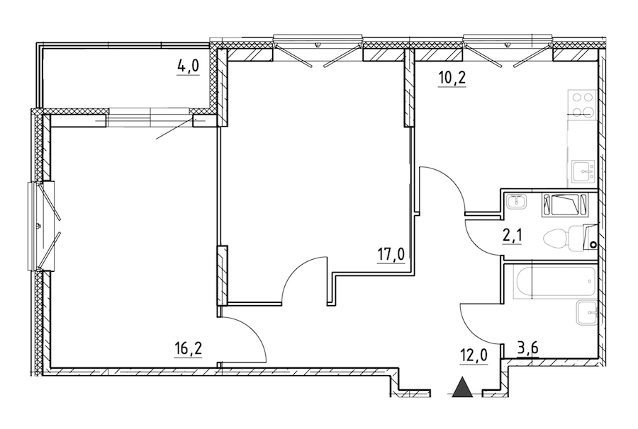 2-комнатная квартира 63.1 м², 6/8 эт., ЖК «Квартал Che»